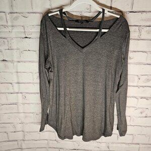 Stylish Gray V-Neck Women's Tunic Top